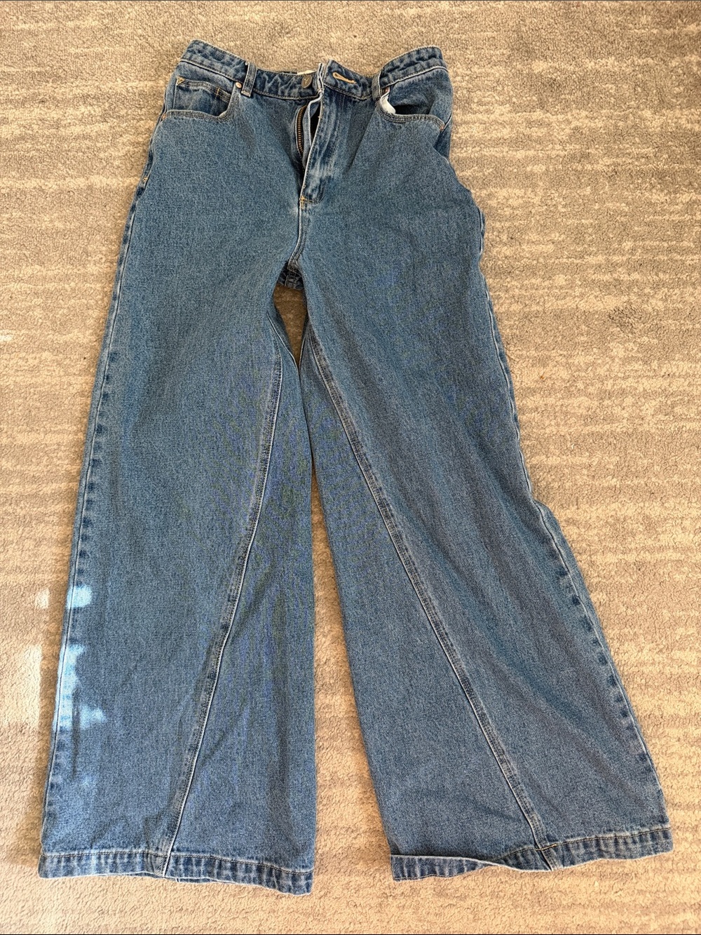 REVOLVE Women's Wide-Leg Blue Denim Jeans